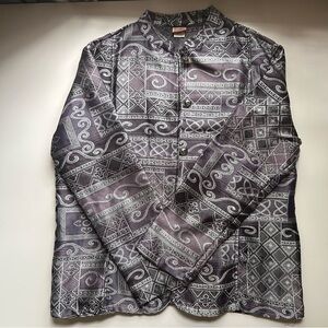 Patterned Blazer with Purple and Gray Accents size L Tudor Court